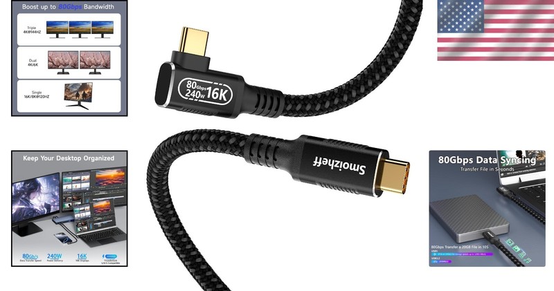 High-Speed 80Gbps USB C Cable 1.65ft - Perfect for Travel and Desktop Setup gallery