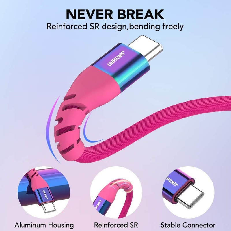 USB to USB Cable 3-Pack [10ft+6.6ft+3.3ft] 60W Colourful Braided Rainbow to C... gallery