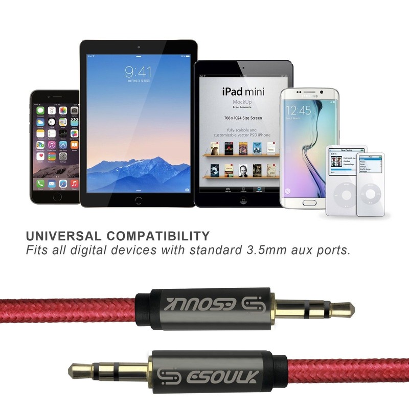 New 10 Ft 3.5mm Music Cable - iPod to Car Stereo AUX / Auxillary Wire Cord RED gallery