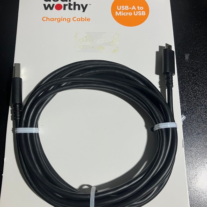 Dealworthy USB-A To Micro USB Charging Cable - Black, 10 Ft