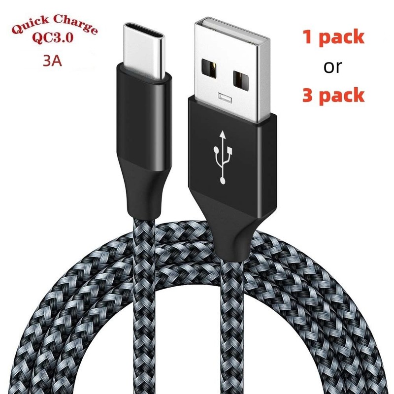6 Pack Braided USB C Type-C Fast Charging Data SYNC Charger Cable Cord 6FT US