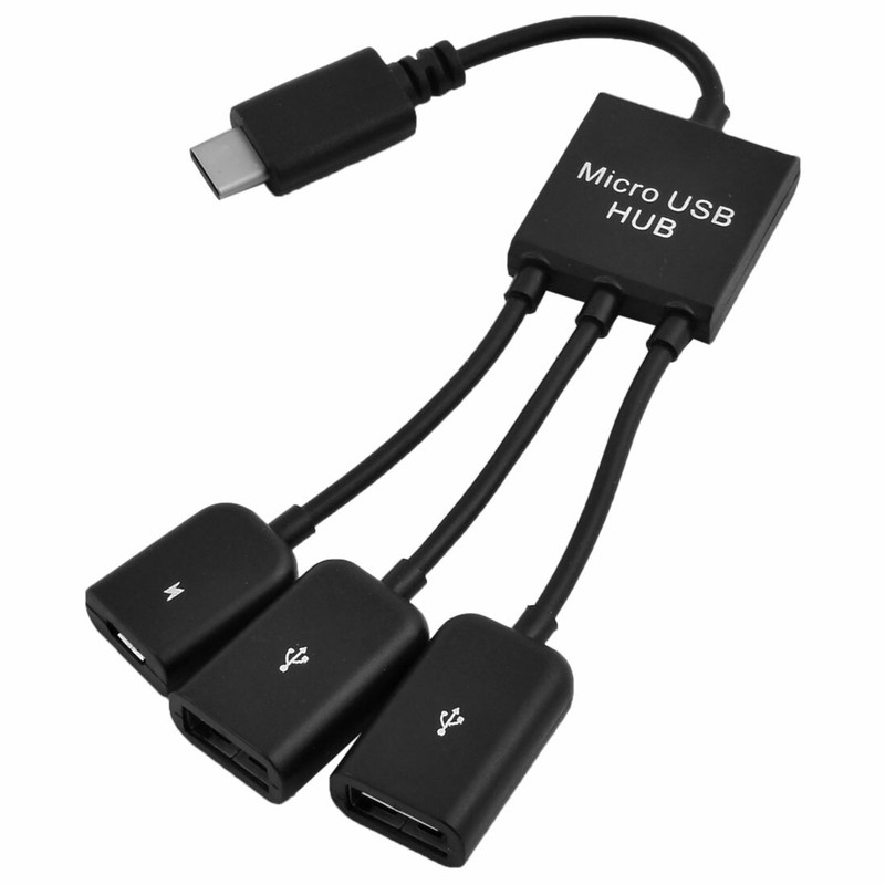 3 in1 Male to Female Micro USB 2.0 Power Charging Host OTG Hub Cable Adapter
