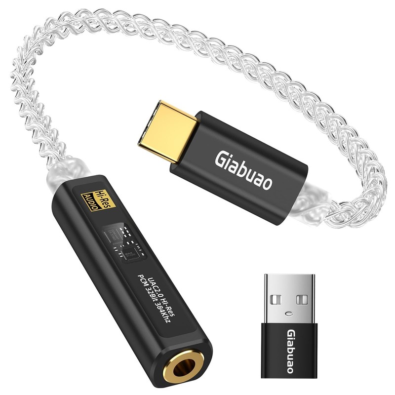 USB C to 3.5mm Audio Adapter, Dual Chip DAC Amp Dongle, Portable Headphone Ampli gallery