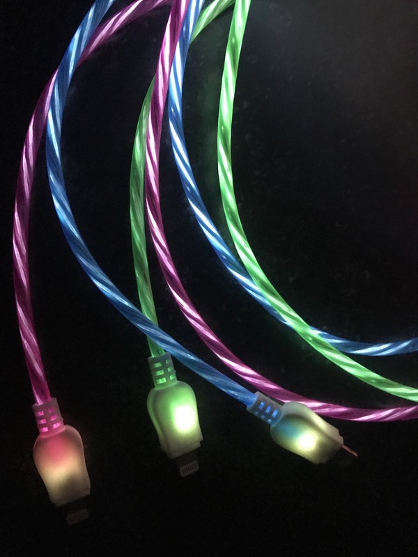 CANDY FLOW MOVING EL LIGHT-UP led USB data charger cable for iPhone X 8 7 6 5s gallery