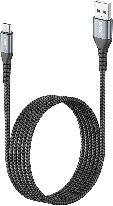 6 Inch Short Micro USB Cable 3Pack, 0.5FT USB to Micro USB Nylon Braided Fast Ch