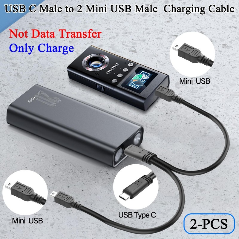 USB to 2 Mini USB Splitter Charging Cable, 5V 3A, 2 in 1 Connector, No Data T... gallery