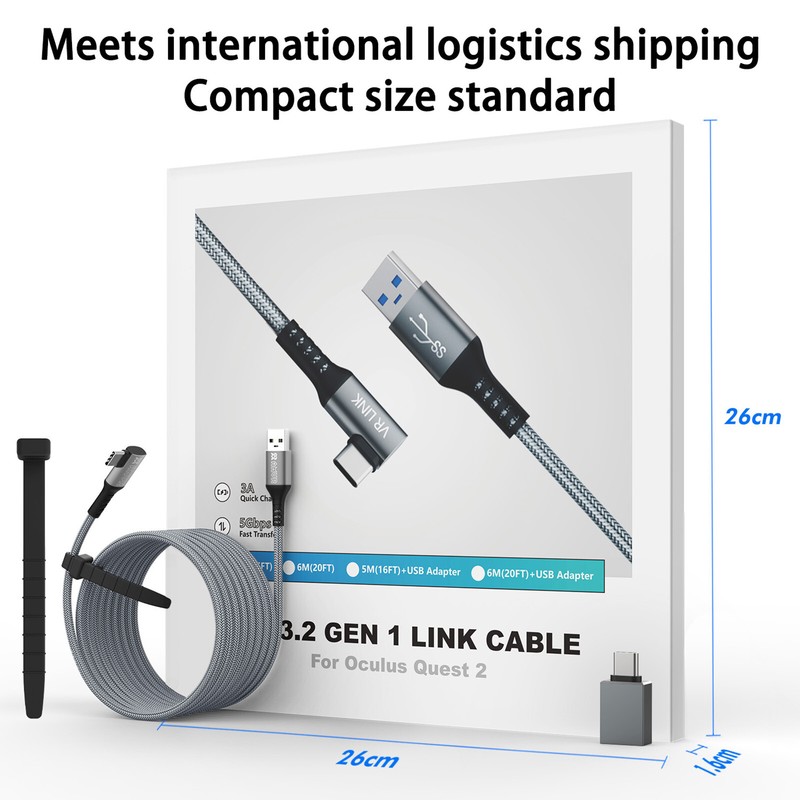 For Quest 2 5M Power Cord USB 3.0 Gen 1Link Cable High Speed Data Type-C Adapter gallery