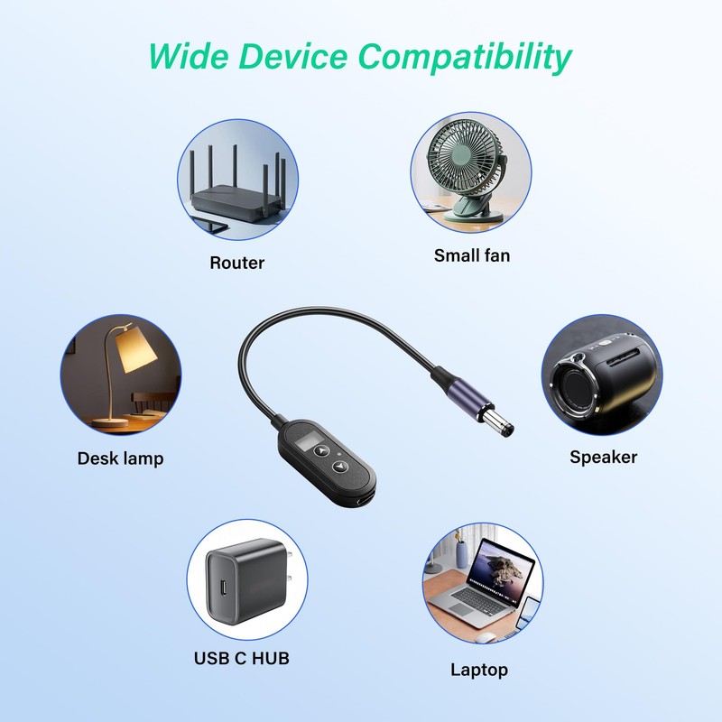 SinLoon PD 140W USB C to DC5525 Converter Cable | Adjustable Voltage 5V/9V/12... gallery