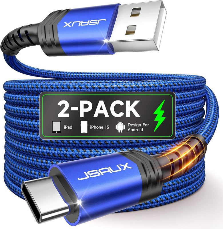 USB C Cable [2-Pack 6.6Ft], USB a to USB C for Iphone, , Blue | Type C