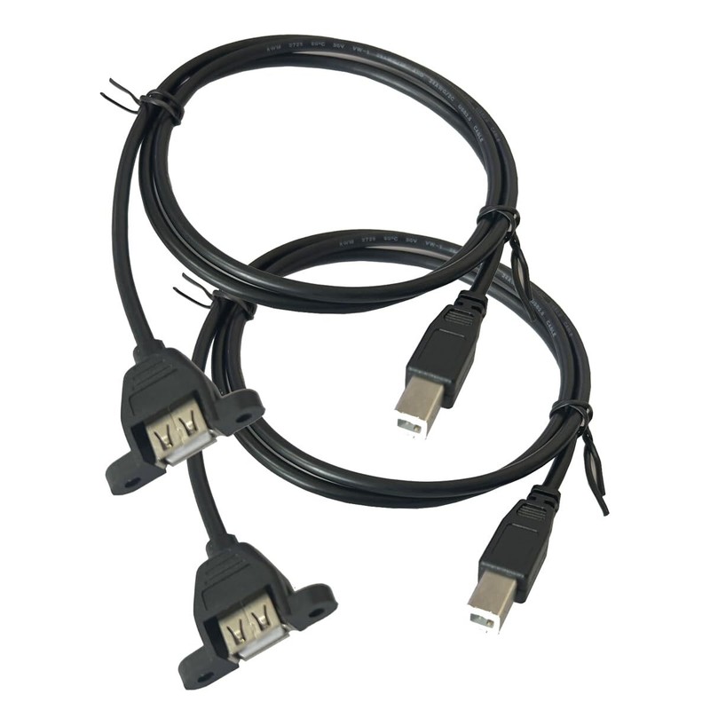 USB Printer Cable 2Pack USB 2.0 Type A Female Panel Mount to USB B Male Cable…