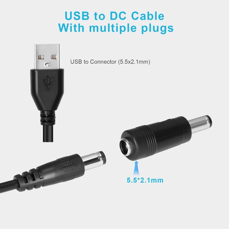 Universal 5V DC Power Cable, USB to DC Charging Cord with 8pcs Adapter Plugs ... gallery