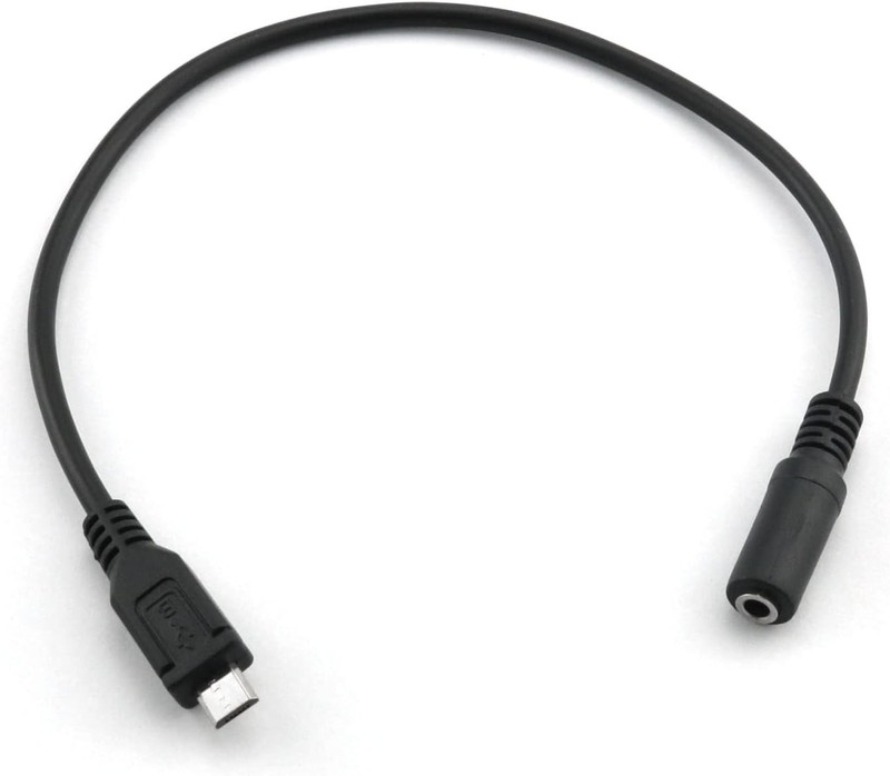 Compact Micro USB to 3.5mm Female AUX Adapter - Supports Active Clip Microphones gallery