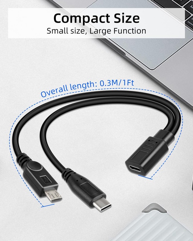 2Pack 1FT USB C Female to Micro USB Male & Type C Male Charging Cable, 2in1, ... gallery