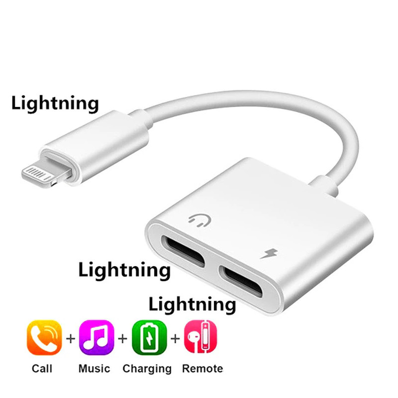 2 in 1 Dual Adapter 3.5mm Headphone & Charger For iPhone 8 PLUS X XS XR 11 12 13