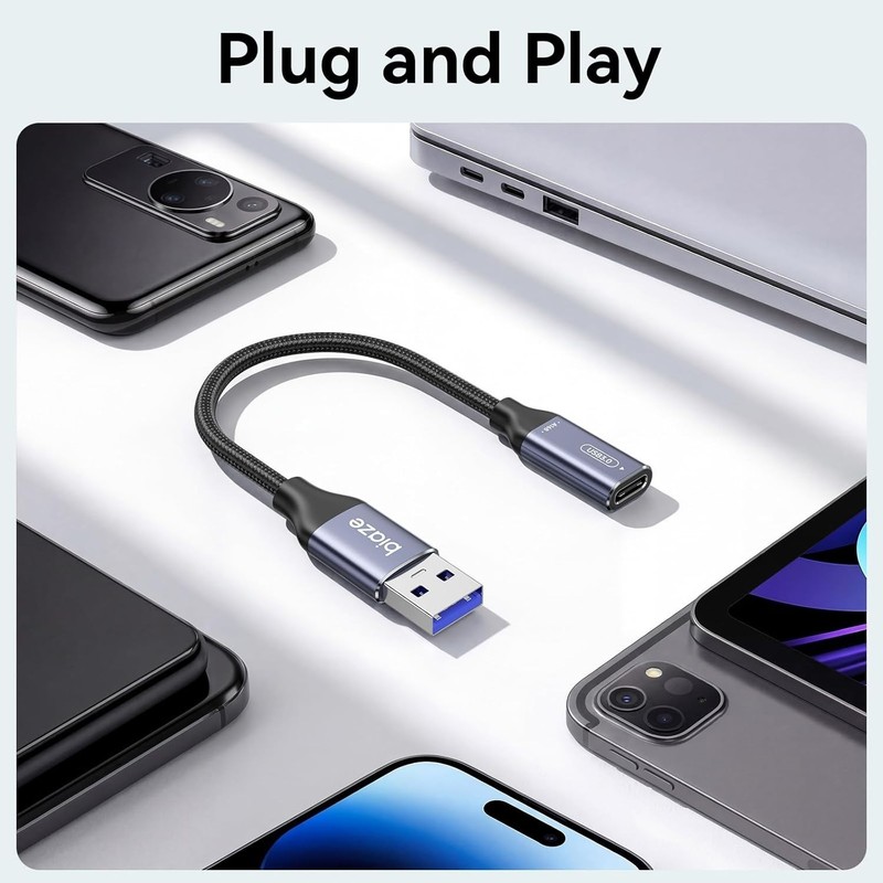 High-Speed USB A to C Adapter - 10Gbps Data Sync & Multi-Device Compatibility gallery