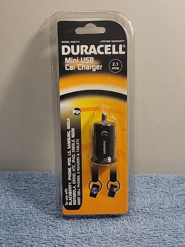Duracell Dual Mini USB Car Charger 2.1 Amp Use With All Everyday Electronics