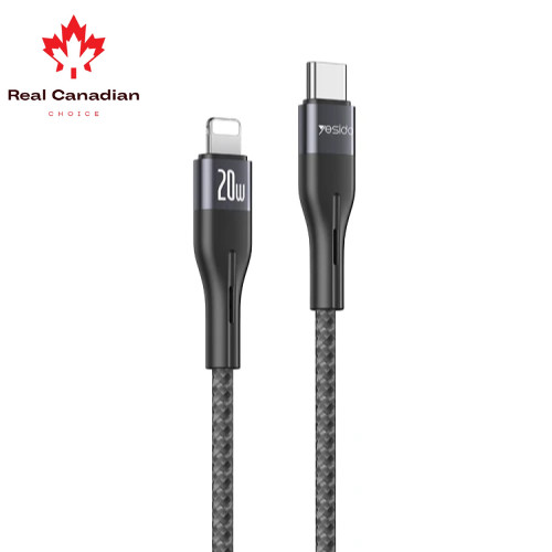 Yesido CA155 1.2M Type-C to 8-Pin 20W Fast Charging Nylon Braided Data Cable