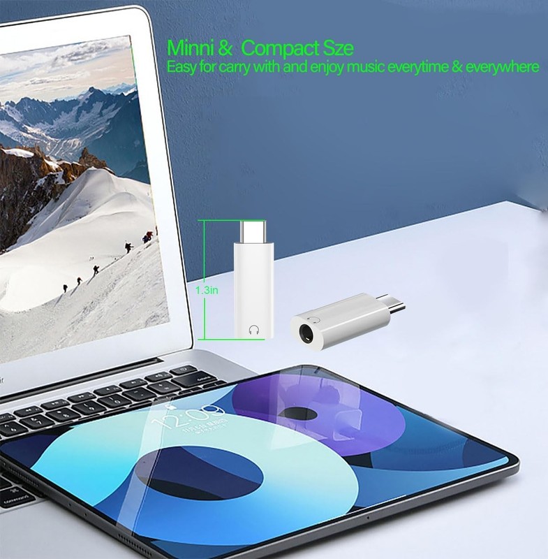 2Pcs USB-C Type C Adapter Port to 3.5MM Aux Audio Jack Earphone Headphone Car gallery