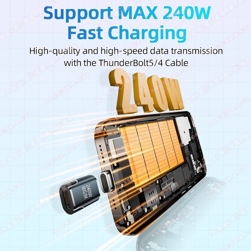 USB4 Magnetic USB C to USB C Adapter 240W 80Gbps Fast Charging 8K 60Hz gallery