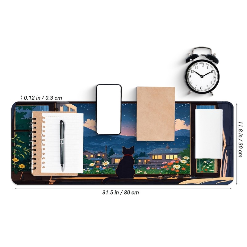 Black Cat Perched on a Windowsill Gaming Mouse Pad with Non-Slip Rubber Base,... gallery