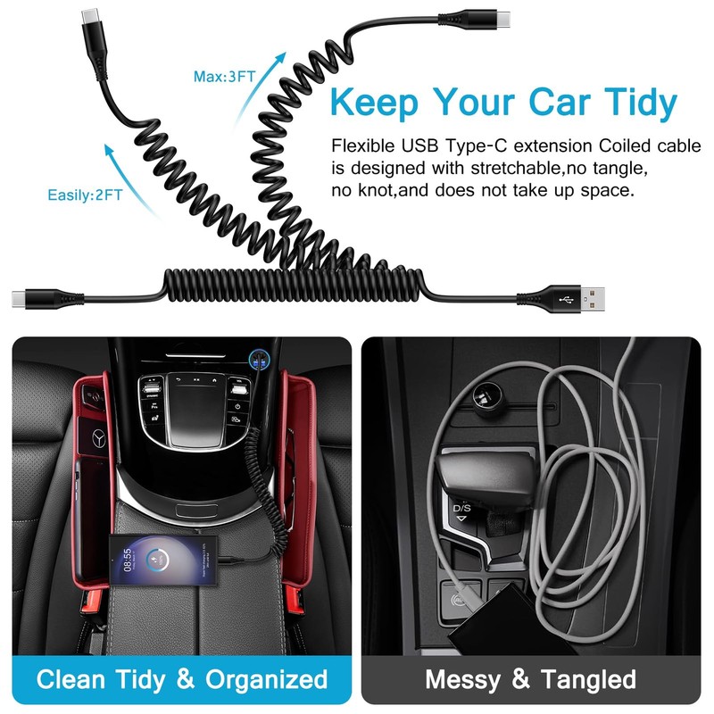 Samsung S24 Ultra FE Coiled USB C to USB A Cable Fast Charging for Galaxy S26... gallery