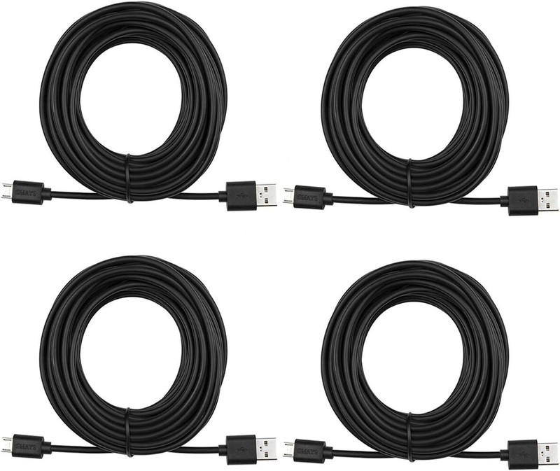4-Pack 25ft Security Camera Micro USB Extension Cable Compatible with Black gallery