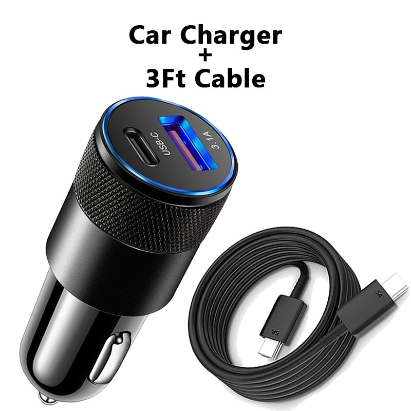 68W Super Fast Charge TypeC Car Charger Adapter For Samsung iPhone Android Phone