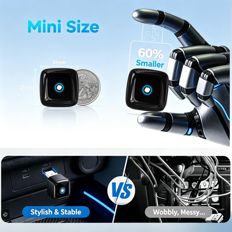 Mini Wireless CarPlay Adapter for iPhone/Android Auto, 2-in-1 Wired to Wirele... gallery