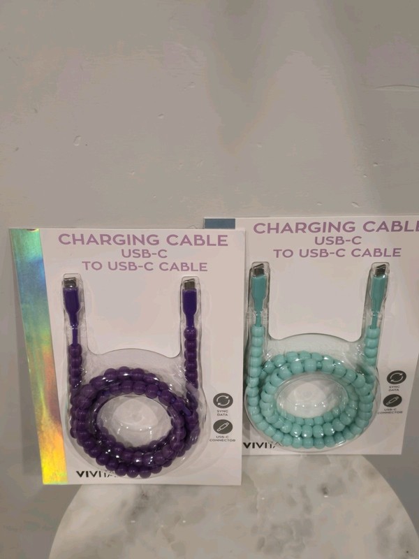 Charging Cable USB-C To USB-C Cable 3ft New Brand New Multicolor 3 Beaded Design gallery