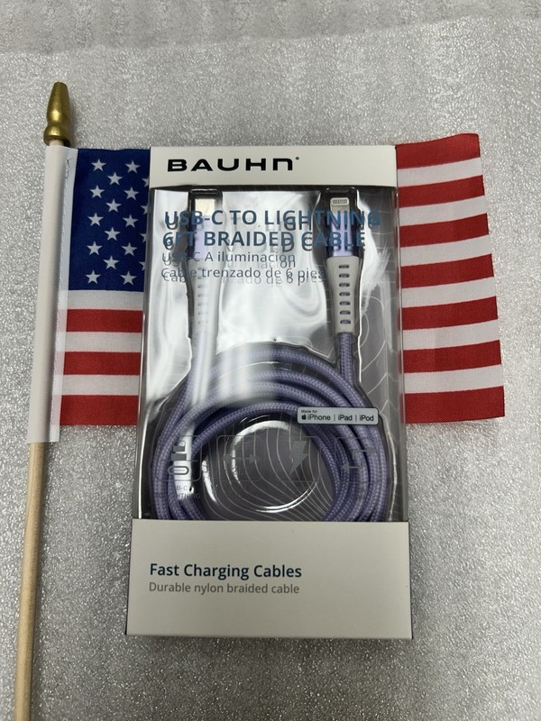 NEW! Bauhn Purple USB A To C 6 FT. Braided Fast Charging Cable
