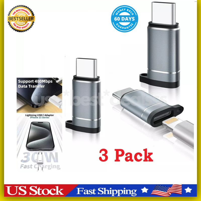 USB C to Lightning Adapter 3 Pack [Mfi Certified] Lightning Female to USB C gallery