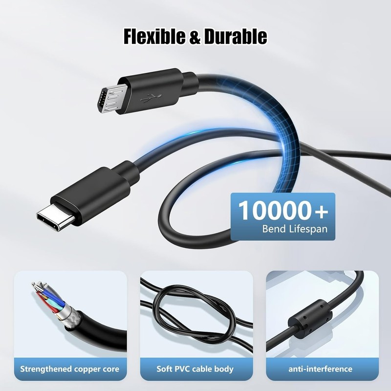 USB C to Micro USB Cable, 2-Pack 5FT Micro USB Cable PS4 Controller Charger, ... gallery