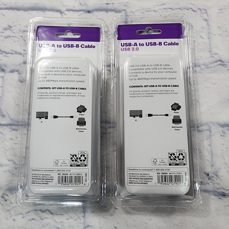 Infinitive USB-A To USB-B Cable USB 2.0 6FT LOT OF 2 gallery