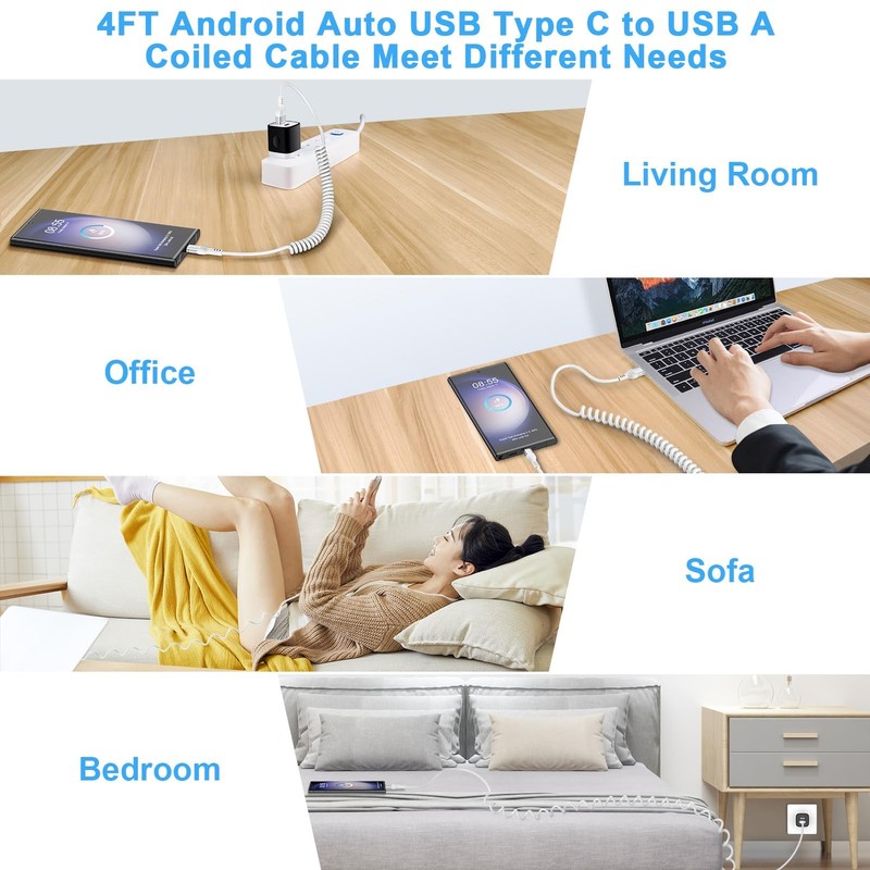 USB C iPhone 17 Pro Coiled Car Charger Cord i Phone 17 Pro Max Fast Charging ... gallery