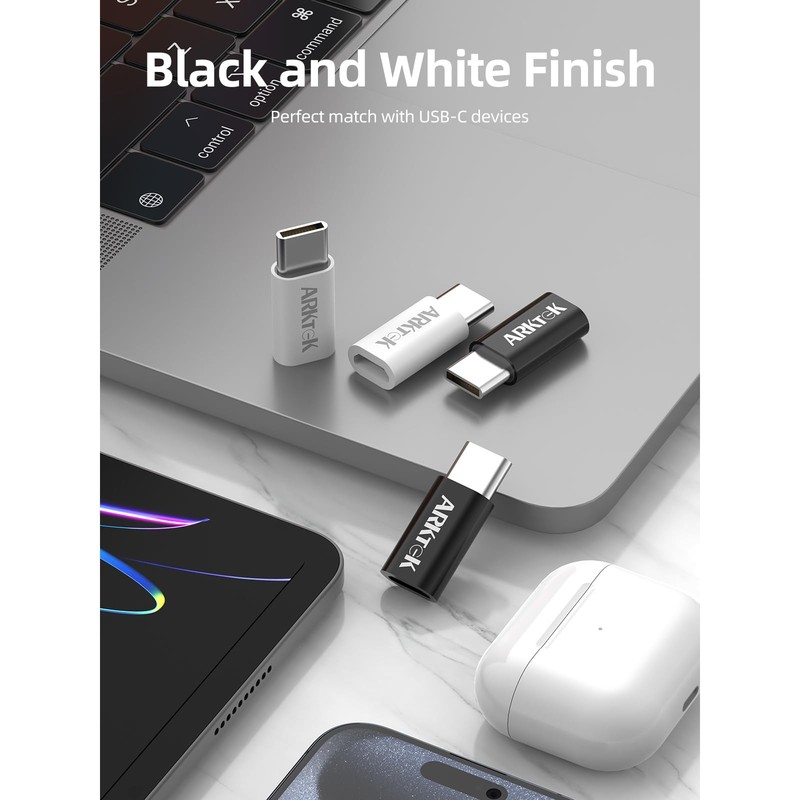ARKTEK USB-C Adapter 4-Pack Fast Data Transfer & Charging for iPhone Galaxy Pixe gallery