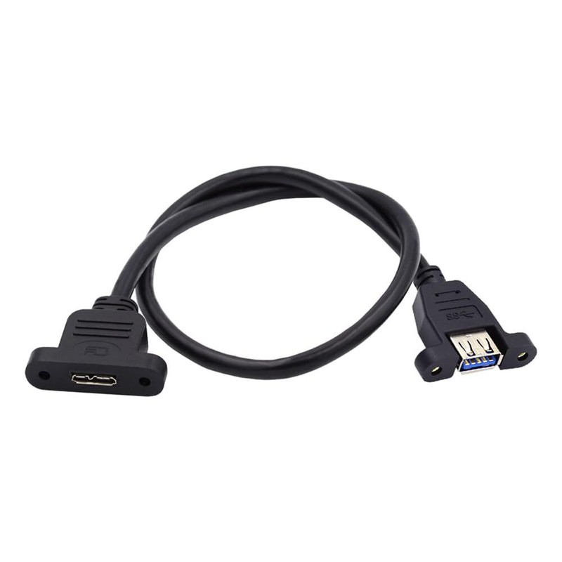 Type-A USB 3.0 Female to Micro 3.0 Type-B Female Screw Mount Extension 5Gbps