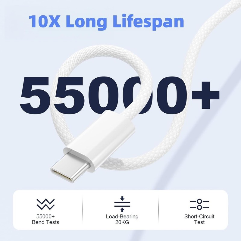 20W Block USB C Type C Cable 10FT For iPhone 17 16 15 Plus Android Fast Charger gallery