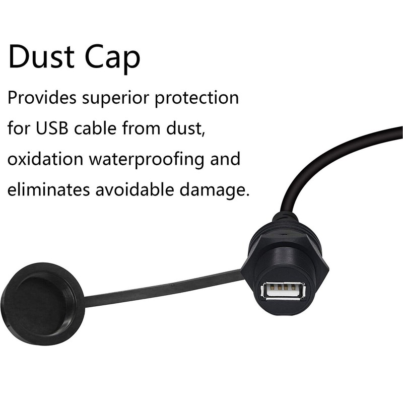 USB 2.0 A Male to Female Flush Panel Mount Extension Waterproof Cable f Car Boat gallery