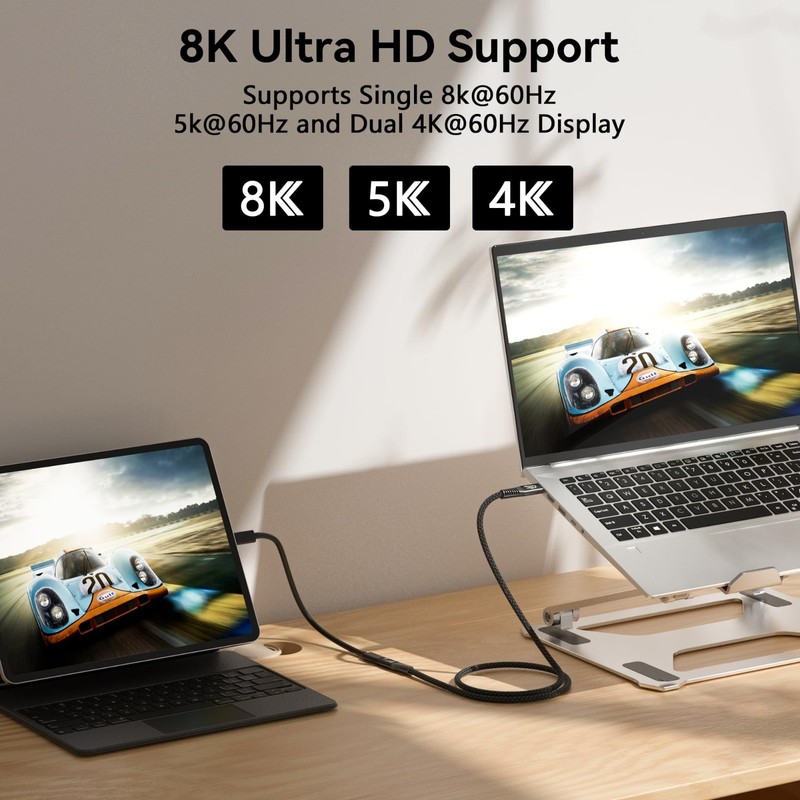 20FT USB-C Extension Cable, 20Gbps/100W, 4K@60Hz Video, Nylon Braided, Type C Ex gallery
