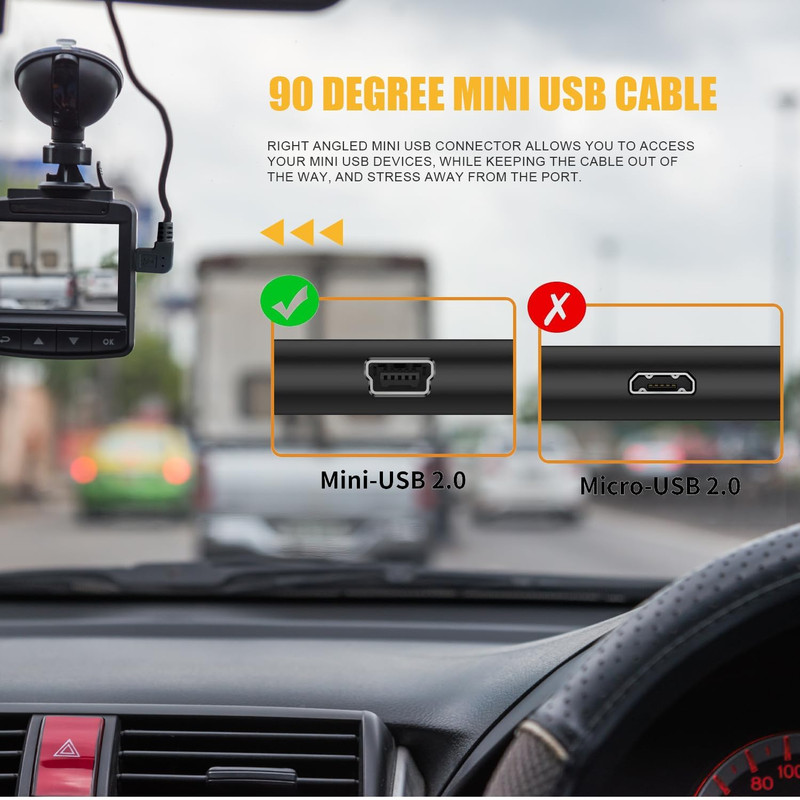 Mini USB Cable, 90 Degree USB 2.0 a to Mini B USB Cable,Right Angle USB 2.0 A-Ma gallery