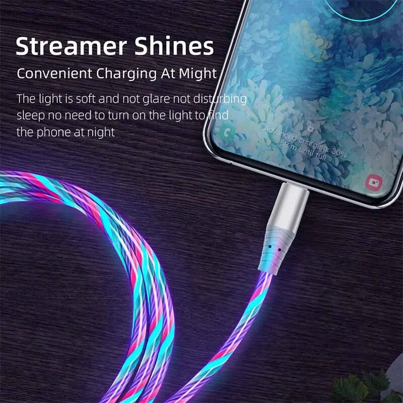 Flow Luminous USB Type C Cable 3A Fast Charging Data Cord for Samsung Xiaomi OPP gallery