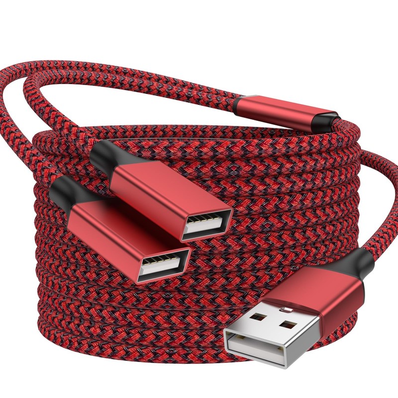 POHFP 6.6FT USB Splitter 2 in 1 Out, A to 2 Female Extension Cable Charging a…