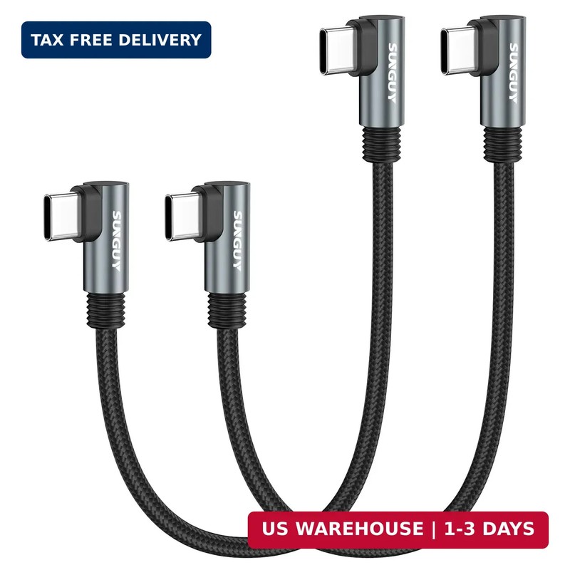 USB C Cable Right Angle, [2Pack 1FT] 60W Fast Charging USBC Cable Braided USB Ty
