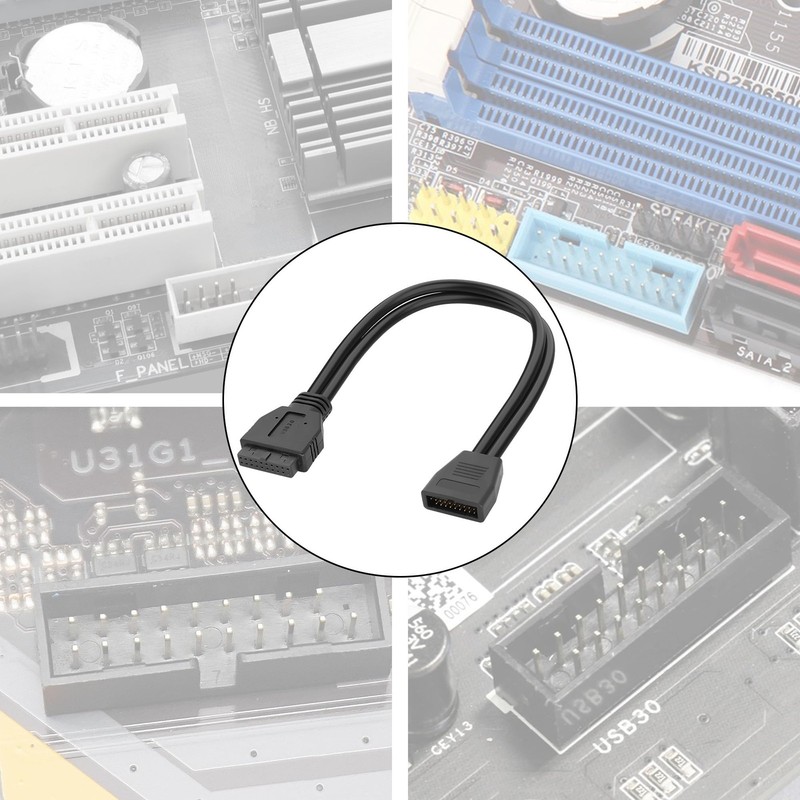 Motherboard USB 3.0 19/20 Pin Header Extension Cable Internal M/F Cord 30cm gallery