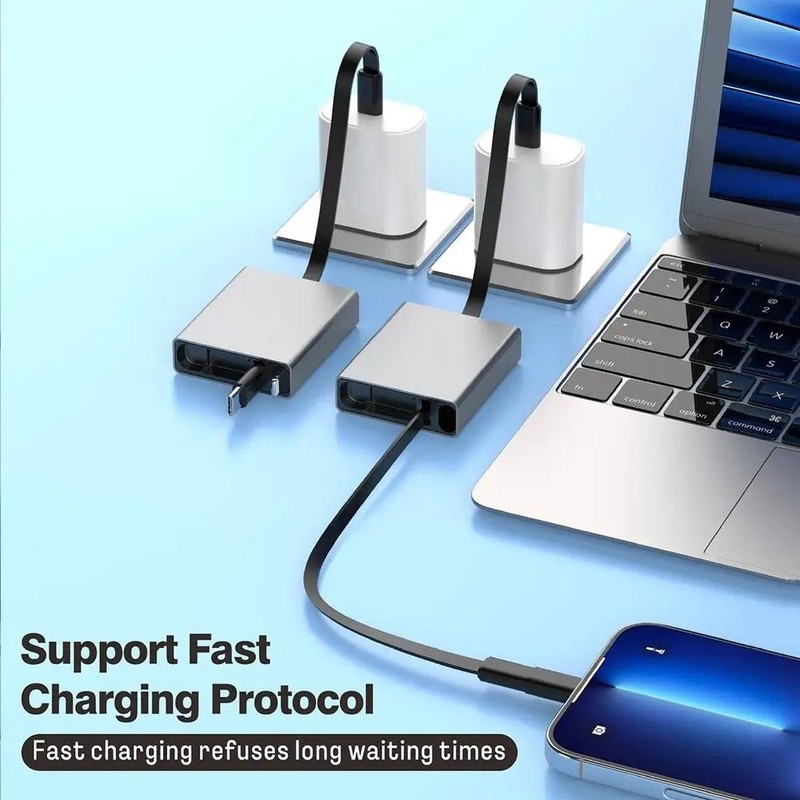 1 Pc 66W 4 in 1 Telescopic USB Type C PD Fast Charging Cable iPhone Samsung gallery