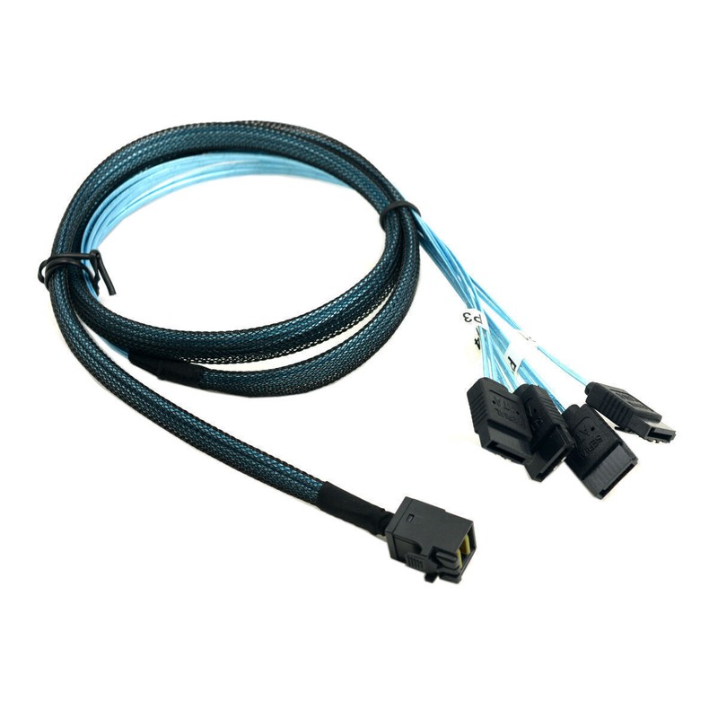 Cablecy Internal Mini SAS SFF-8643 Host to 4 SATA 7pin Hard Disk Fanout