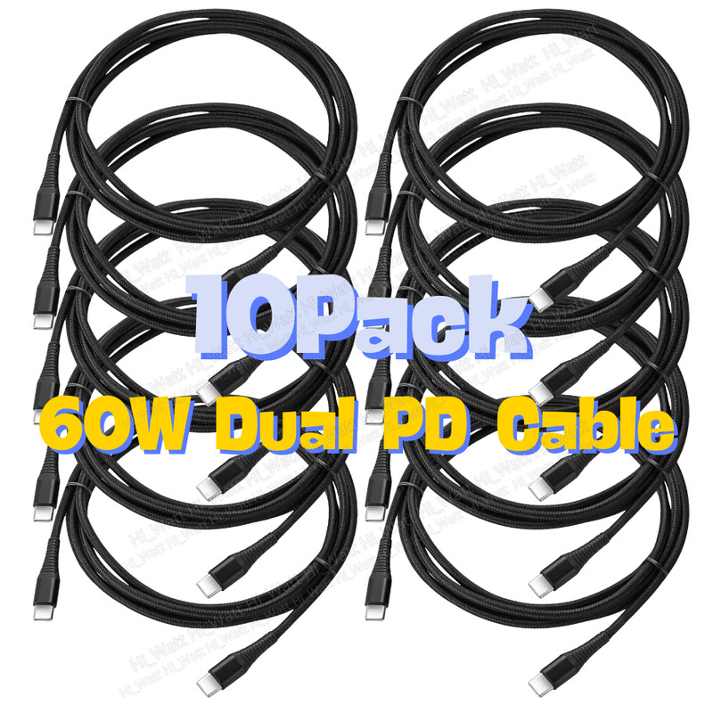 10X 60W Fast USB-C to USB-C Cable 10ft Type C Cord For iPhone 15/16/17/Pro Lot