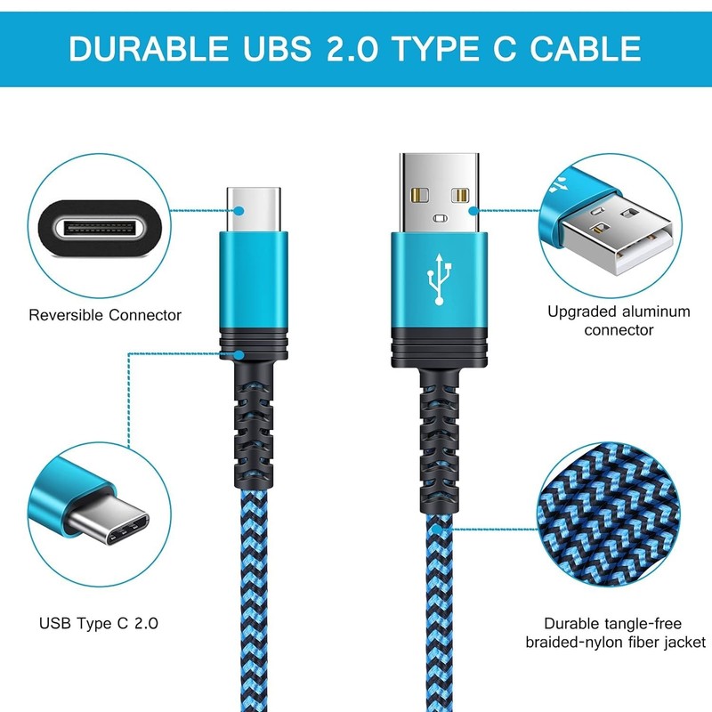 Pixel 8a Charger USB Type C Cable Fast Charigng Cord 6FT for 6 feet, Blue gallery