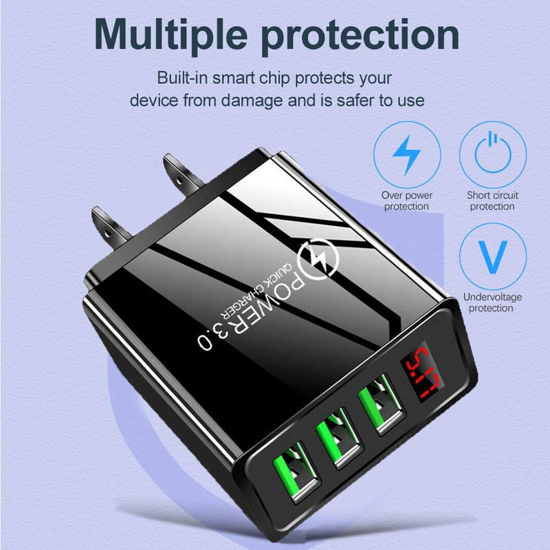 3 Port USB Home Wall Fast Charger for Cell Phone iPhone Samsung Android gallery