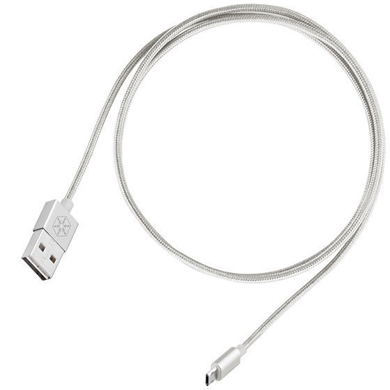 Silverstone CPU01S (Silver) Reversible USB-A to Reversible Micro-B Cable 1 M